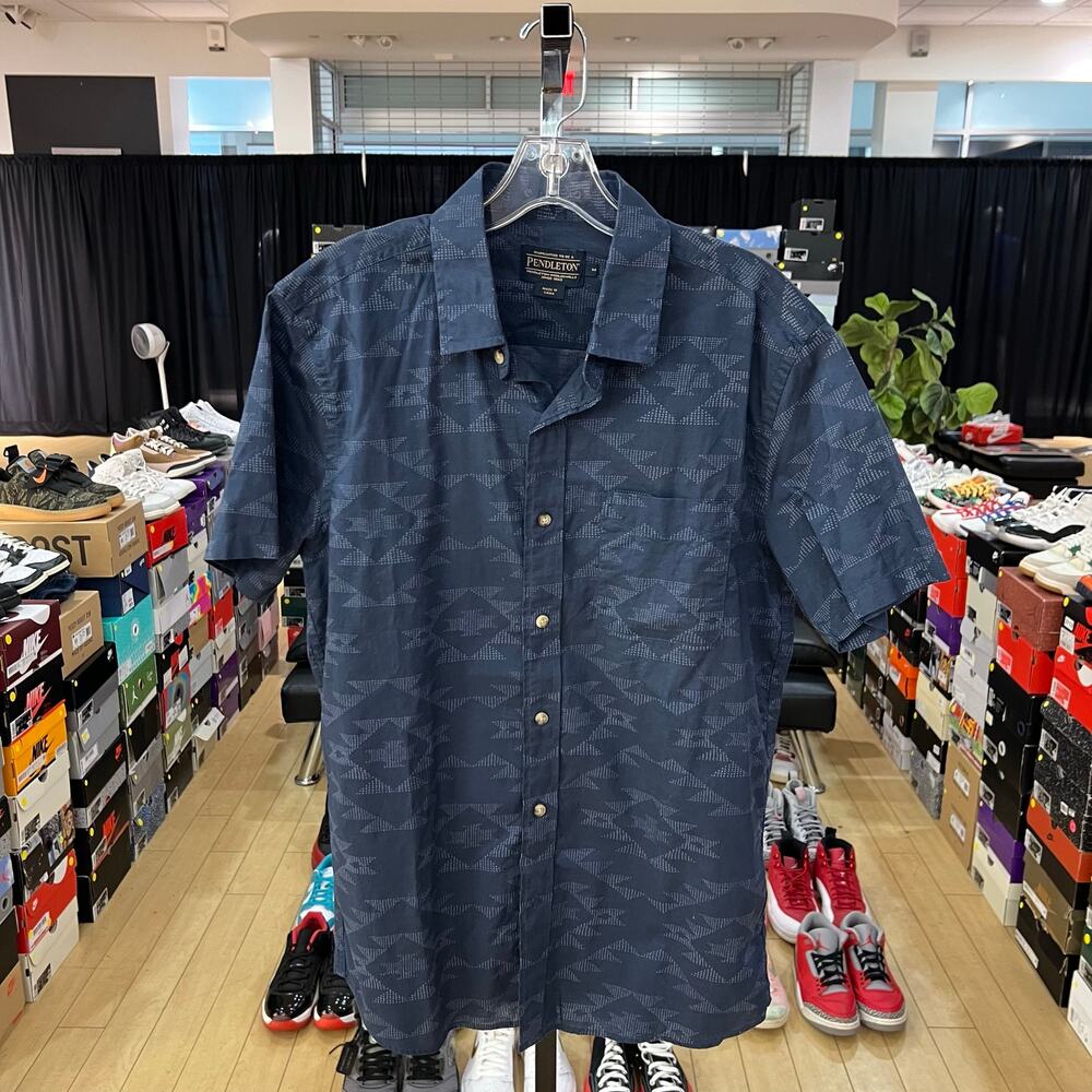 Pendleton Blue Pattern Button Up Shirt Sz M